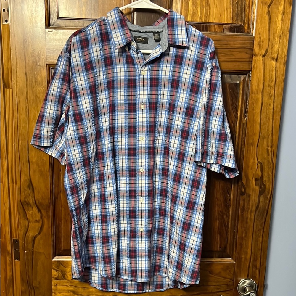 Men's Plaid Shirt - Red and Blue